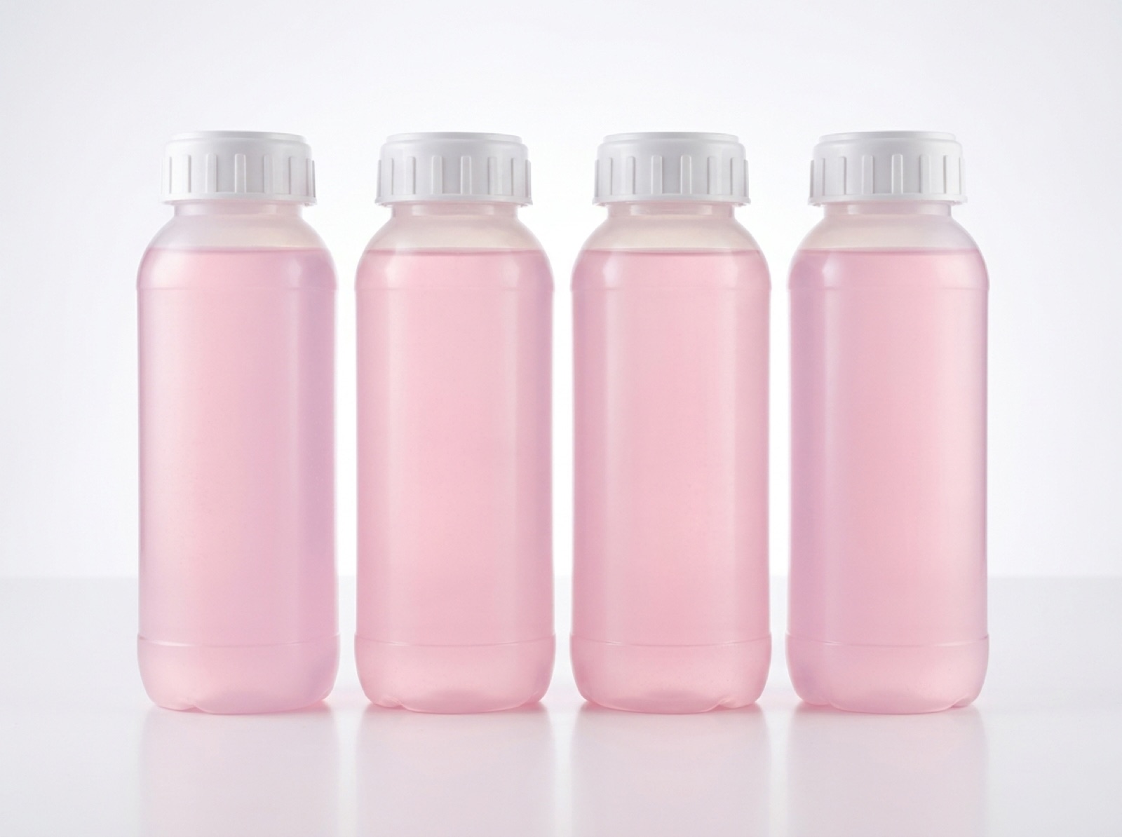 PrimeCoco naturally pink coconut water in sample bottles, coloured by natural polyphenol oxidation